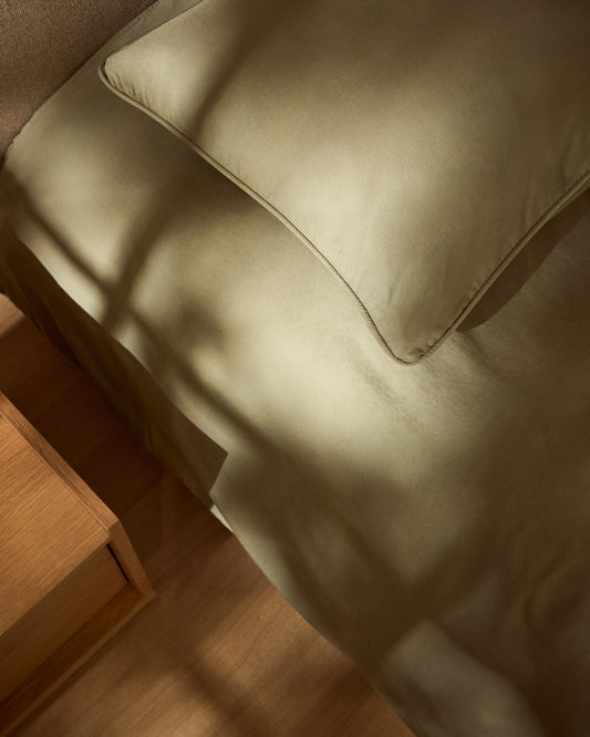 Funda nòrdica Sirale 100% cotó setí acabat rentat verd per a llit de 90 cm