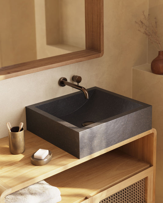 Pica de lavabo Delina de terratzo negre 40 x 45 cm