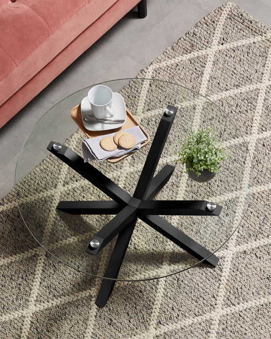 Taula de centre Argo Ø 82 cm vidre negre