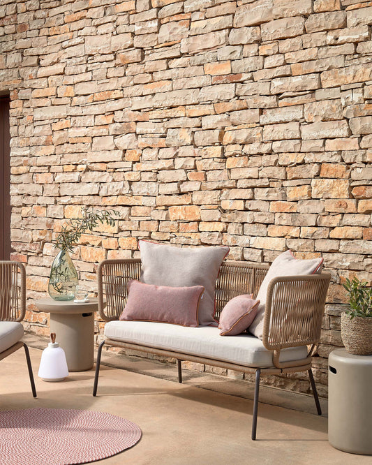 Sofà Nadin 2 places de corda beix i acer galvanitzat 135 cm