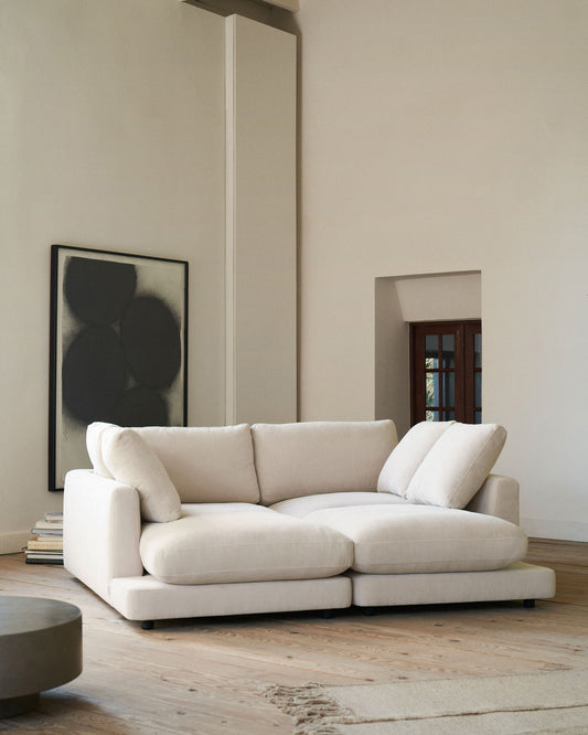 Sofà Gala 3 places de xenilla amb doble chaise longue beix FSC Mix Credit 210 cm