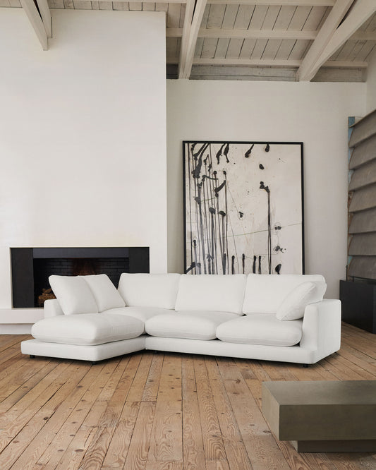 Sofà Gala 4 places de xenilla amb chaise longue esquerre blanc FSC Mix Credit 300 cm