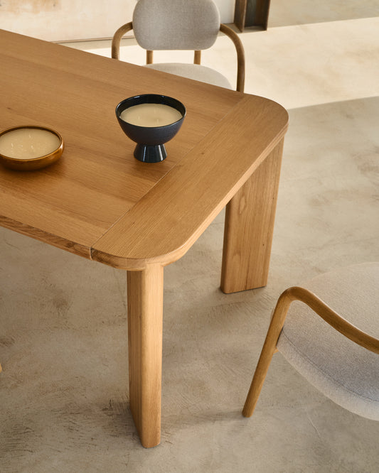 Taula extensible Jondal de fusta massissa i xapa de roure FSC 100%, 200 (286) x 100 cm