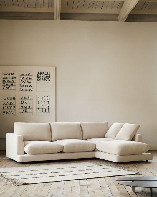 Sofà Gala 4 places de xenilla chaise longue dret beix FSC Mix Credit 300 cm