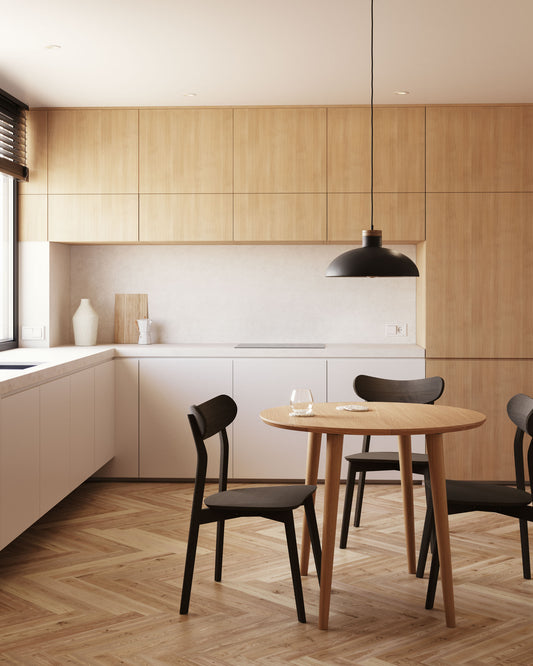 Table extensible Oqui MDF placage chêne et pieds en bois 160(260)x100 cm