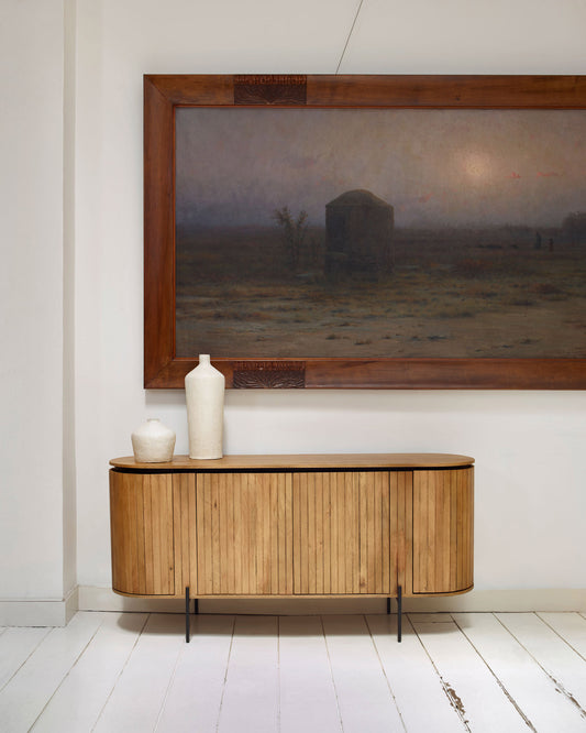 Buffet Licia 4 portes de bois de manguier et métal peint noir 170 x 80 cm