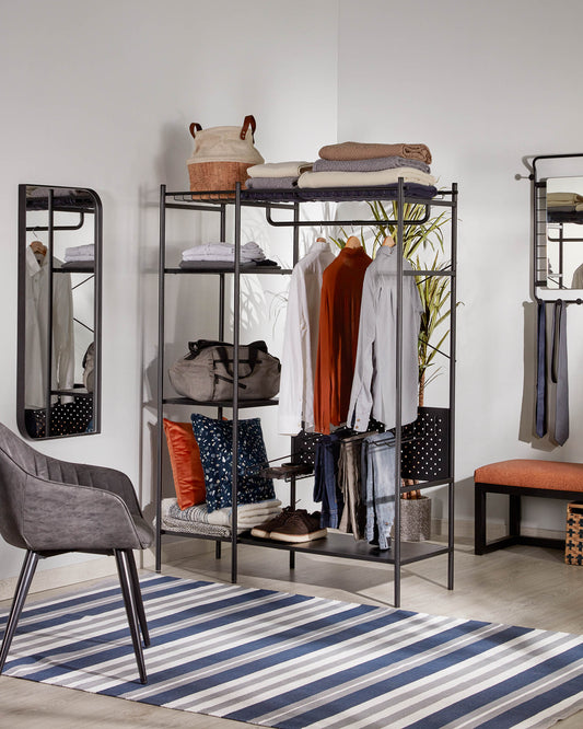 Armari obert Storn acer amb acabat negre 120 x 182 cm