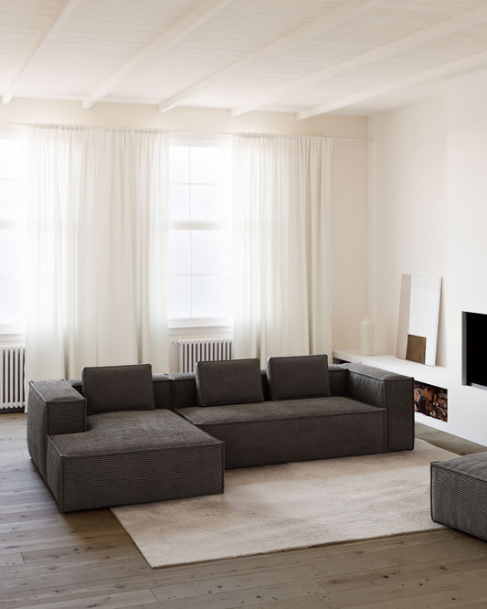 Sofà Blok 4 places de pana gruixuda chaise longue esquerre gris 330 cm FSC Mix Credit