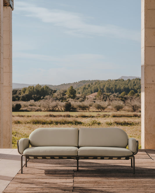 Canapé de jardin 3 places Joncols en aluminium finition peinture verte 224 cm