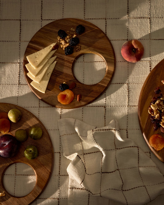 Taula de servir rodona petita Klot de fusta d'acàcia FSC 100%