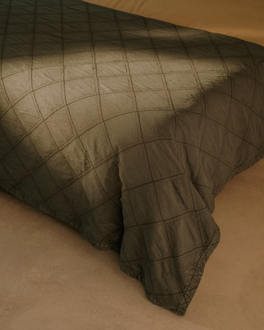 Cobrellit Serla de xenilla 100% cotó verd amb rombes per a llit de 90/135 cm