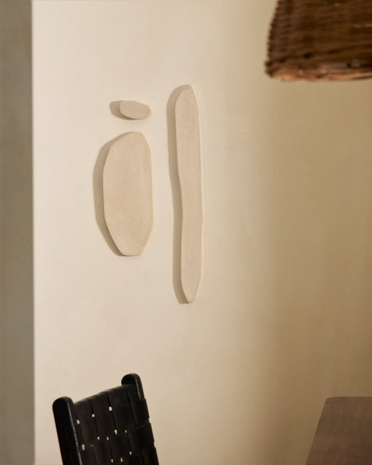 Conjunt de 3 panells murals allargat Siluna de paper maixé blanc