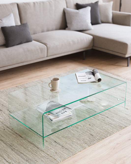 Taula de centre Burano de cristall 110 x 55 cm