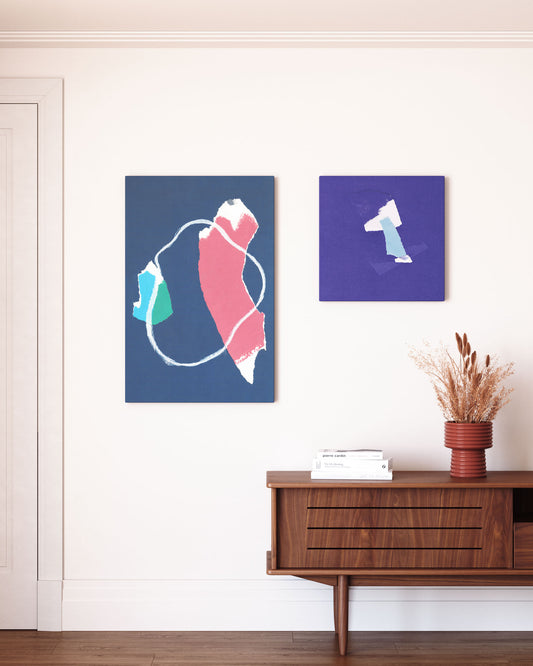 Làmina abstracte Zoeli blau i vermell 60 x 90 cmm
