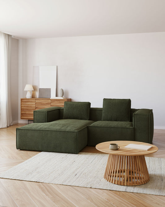Sofà Blok 2 places de pana gruixuda chaise longue esquerre verd 240 cm FSC Mix Credit