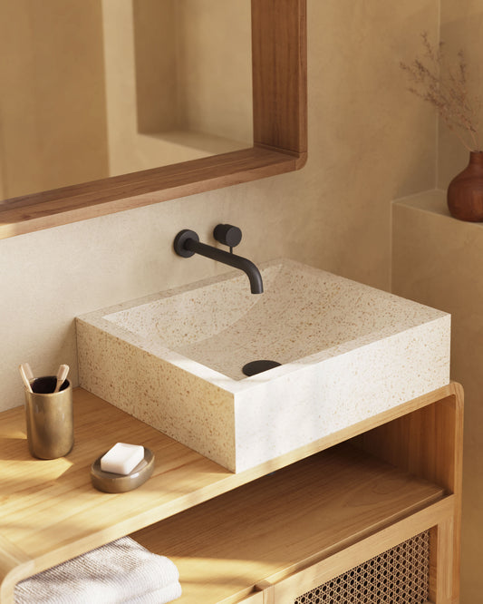 Pica de lavabo Delina de terratzo blanc 40 x 45 cm