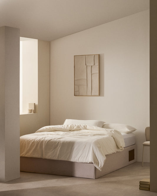 Canapè abatible Matters beix per a matalàs de 140 x 190 cm