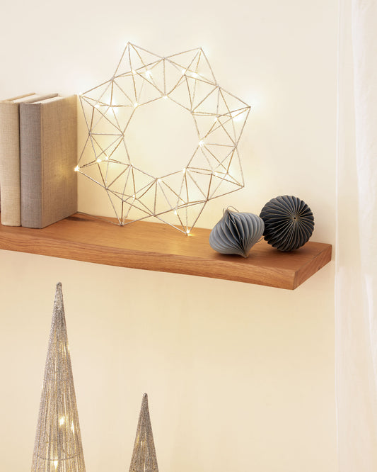 Corona lluminosa Mishell platejat 35 cm