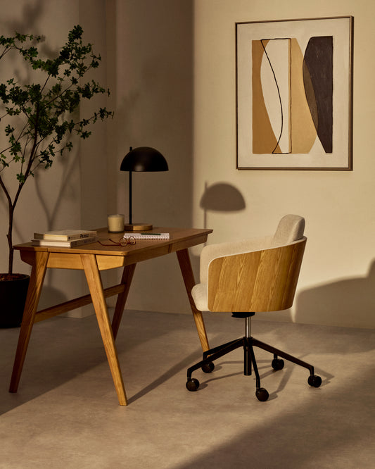 Taula Julia de xapa i fusta massissa de freixe 120 x 65 cm