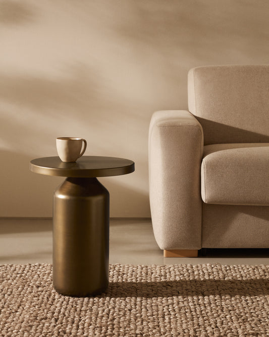 Mesa auxiliar redonda Malya de metal con acabado cobre Ø 40,5 cm