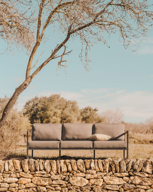 Sofà 100% exterior Comova 3 places gris clar i d'alumini verd 222 cm