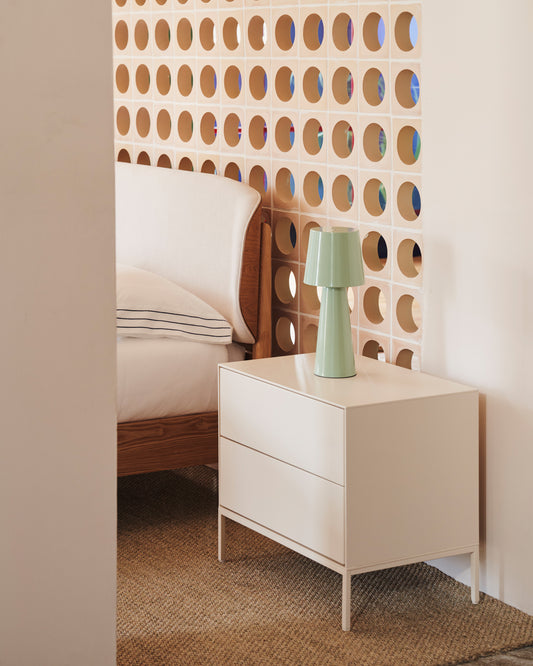 Mesita de noche Vedrana 2 cajones DM lacado blanco 60 x 55 cm