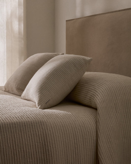 Cobrellit Vindi 100% cotó cru amb fantasia ratlles per a llit de 90/135 cm