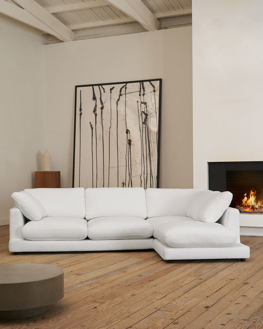 Sofà Gala 4 places de xenilla amb chaise longue dret blanc FSC Mix Credit 300 cm