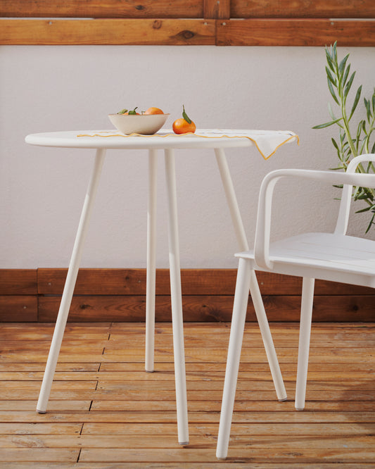Taula rodona d'exterior Montjoi d'acer amb acabat blanc Ø 70 cm