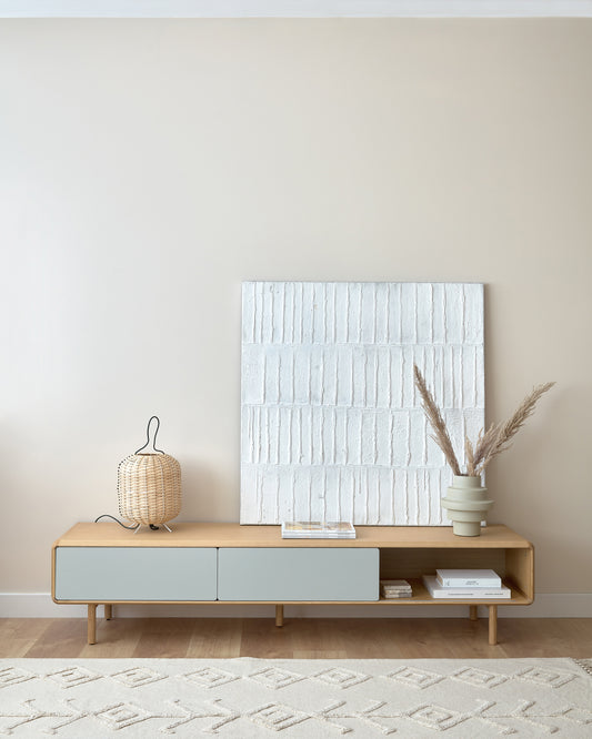 Làmina Basilisa blanc i gris 90 x 90 cm