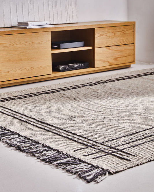 Tapis Eneo à franges beige et marron 160 x 230 cm