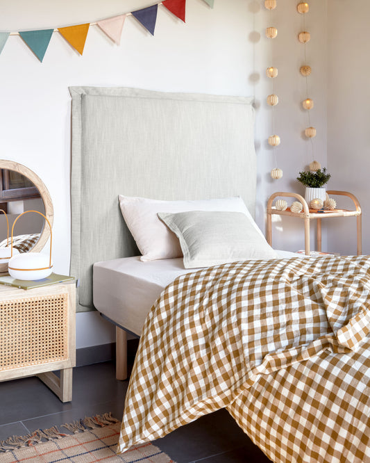 Cabecero desenfundable Tanit de lino blanco para cama de hasta 90 cm