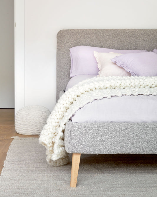 Funda llit Dyla de borreguet gris clar per a matalàs de 160 x 200 cm