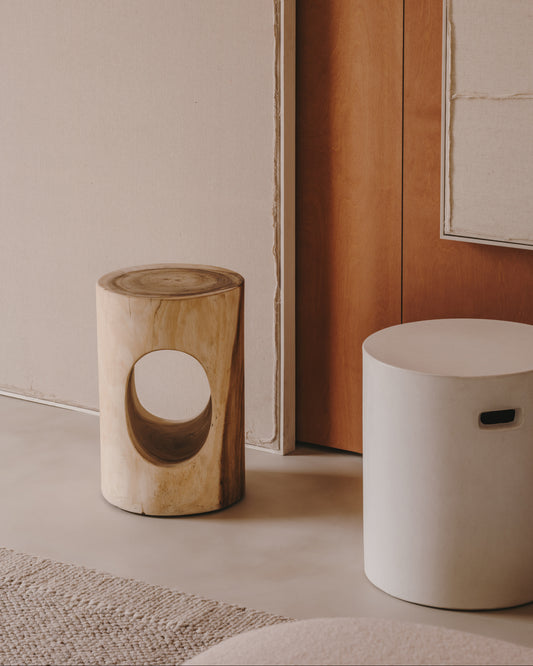 Mesa auxiliar Halker de madera maciza de mungur Ø 30 cm