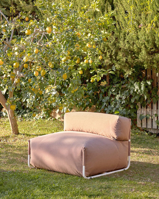 Puf sofà modular amb respatller 100% exterior Square terracota i alumini blanc 101x101 cm