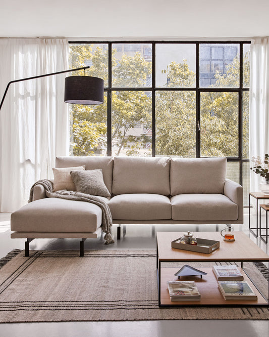 Sofà Galene 3 places amb chaise longue esquerre beix 254 cm FSC Mix Credit