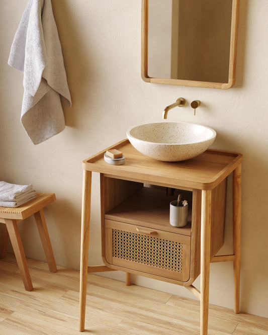 Pica de lavabo Delina de terratzo blanc Ø 40 cm