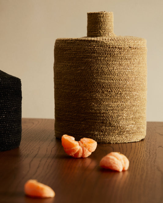 Vase Salinas en fibres naturelles, finition naturelle 30 cm