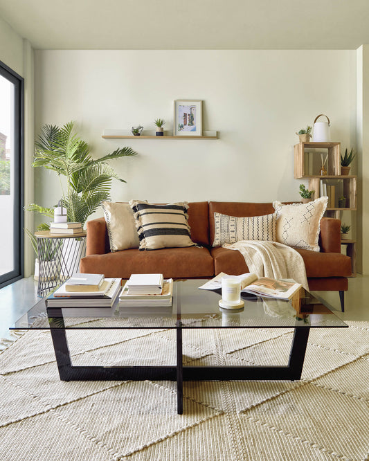 Taula de centre Plam 120 x 70 cm vidre negre