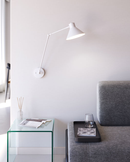 Aplic Dione d'acer amb acabat pintat blanc