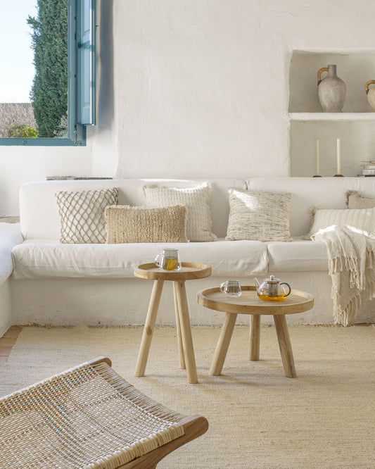 Taula de centre rodona Glenda fusta massissa teca Ø 55 cm