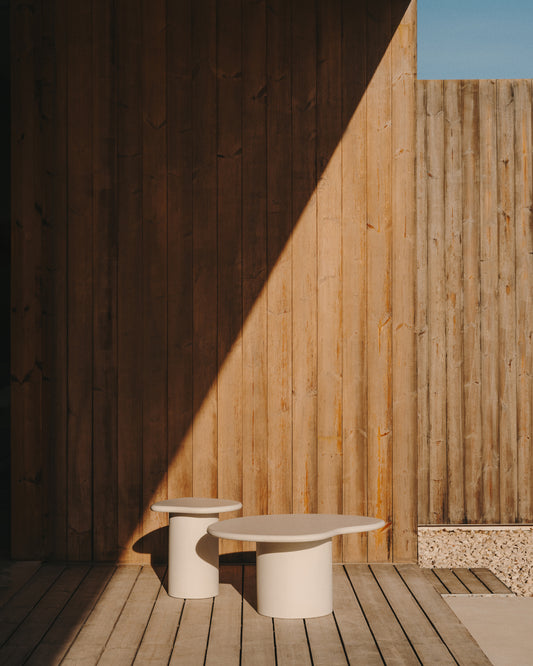 Taula de centre Macarella de ciment blanc 83 x 77 cm