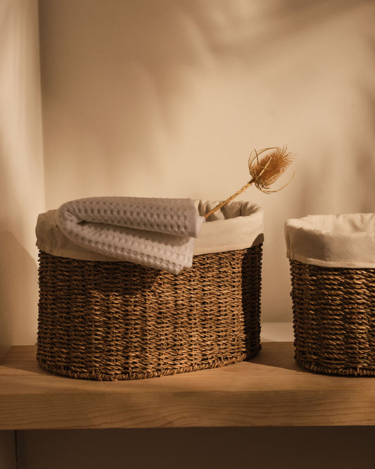 Set Tossa mediano de 2 cestas de fibras naturales