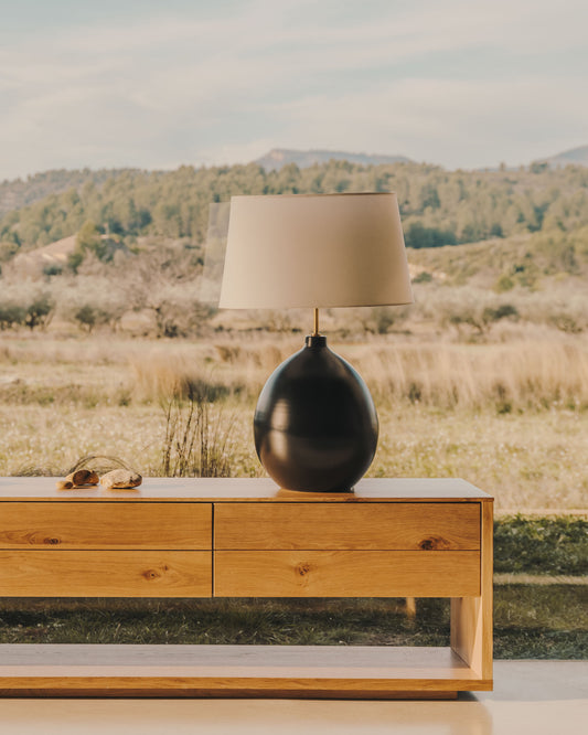 Lámpara de mesa Foixa de metal con acabado negro