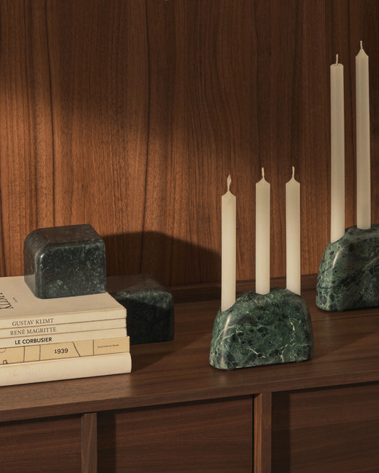 Canelobre mitjà Signe de marbre verd 10 cm