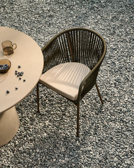 Cadira Yanet de corda verd i potes d'acer galvanitzat