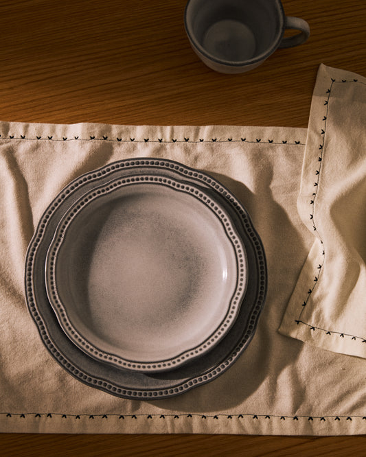 Plat pla Dovec de ceràmica blava