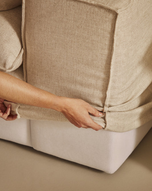 Funda para sofá Anarela 2 plazas de lino beige