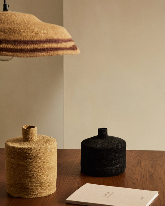 Vase Salinas en fibres naturelles, finition naturelle 20 cm