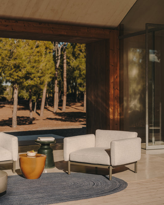 Fauteuil modulable d’extérieur Sorells beige et aluminium vert